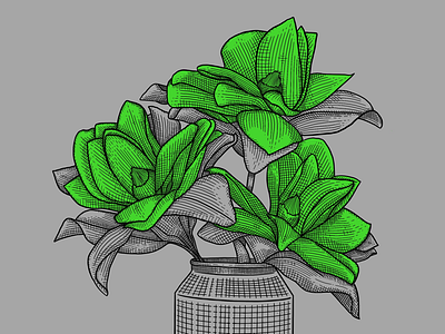 Flores neón 3 flor flower neon peonia peony procreate