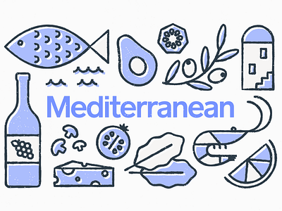 Mediterranean Diet caviar delivery delivery app design diet flat food greece icon illustration mediterranean minimal santorini