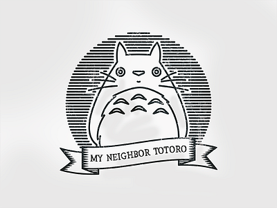 My Neighbor Totoro adobe illustrator anime design digital art graphic design illustration minimalistic my neighbor totoro vintage vintage badge