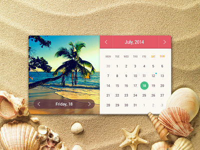 Summer Calendar calendar colorful interface sand summer sunny ui ui kit