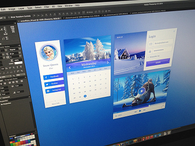 Sneak Peek calendar card interface login player snow ui ui kit user video winter