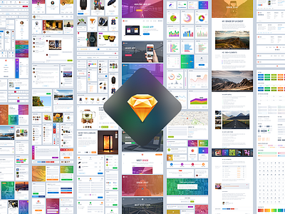 Grade UI Kit for Sketch blog dashboard ecommerce footer gradient header interface menu sketch social ui