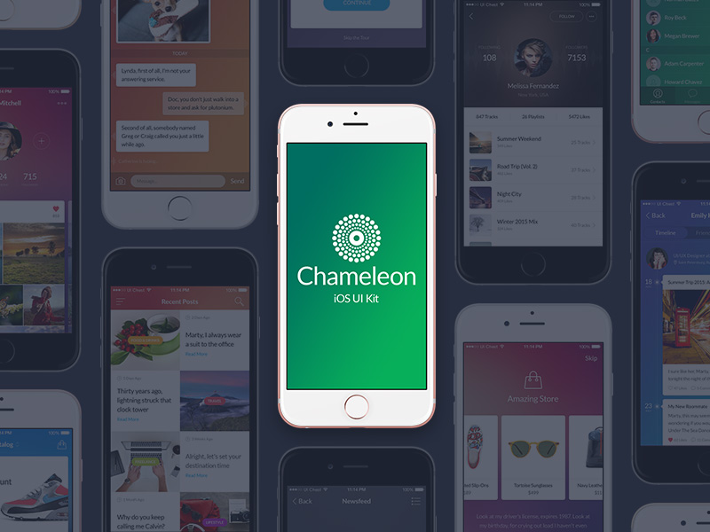 Chameleon UI Kit free freebie ios mobile psd ui ui kit user interface