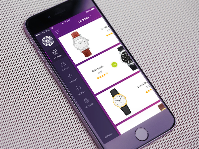 Chameleon Shop Menu app ecommerce free freebie ios iphone menu mobile psd ui ui kit user interface