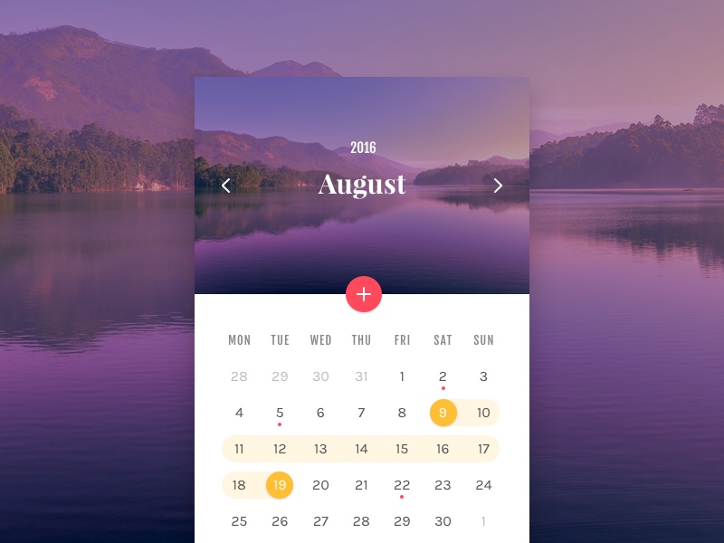 indify calendar widget