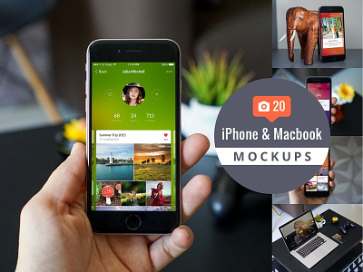 20 iPhone & Macbook Mockups iphone macbook mockup photoshop presentation sketch
