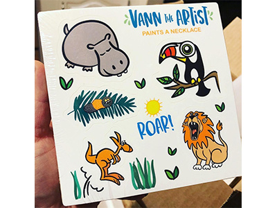 Children's Book sticker sheet animals childrens book illustrations stickers zoo animals