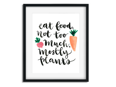Eat Food - Lettering Illustration brush lettering foodie illustration ink lettering vegan vegetarian veggies watercolor
