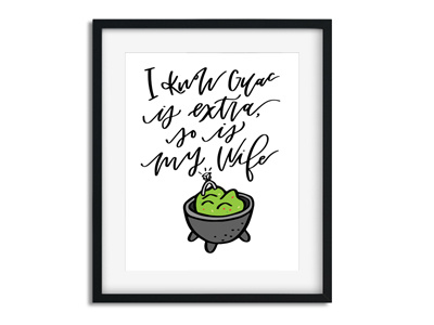 Extra Guac avocado basic chipotle extra guac guacamole hand lettering illustration ipad pro wife