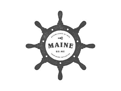 Maine Vintage Logo circle emblem helm lobster logo maine mark ocean sailing ship texture vintage