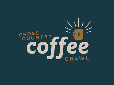 Cross Country Coffee Crawl brand coffee identity lettering logo mug pin vintage