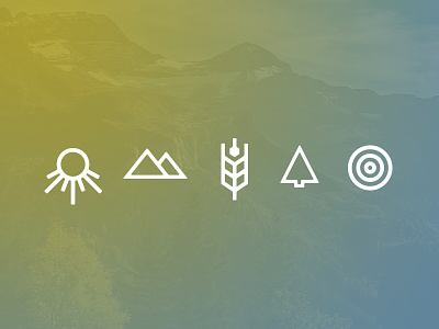 Nature Icons circle design icon logo mountain nature rings set stump sun tree wheat