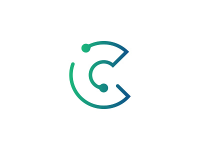 C Technology binary brand gradient identity letter line logo minimal tech technology