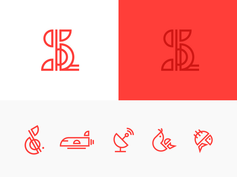 South Louisiana Mark & Icons tech technology line note music crawfish fish identity logo brand marks icons