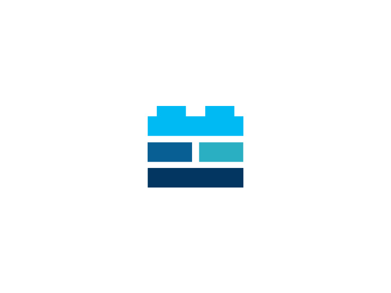 Brick Logo design brick wall building architecture blue identity brand mark icon lego brick logo