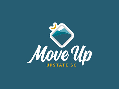 Move Up - Upstate South Carolina Identity badge brand branding icon identity logo mark mountains script south carolina