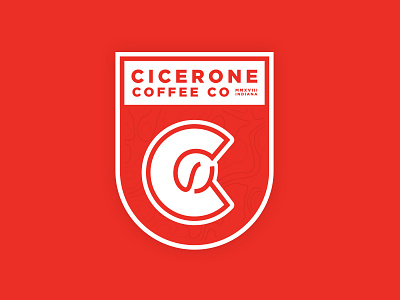 Cicerone Coffee - Sticker adventure badge bean brand branding cicerone coffee identity indiana logo logotype map mark monogram patch sticker topography wilderness