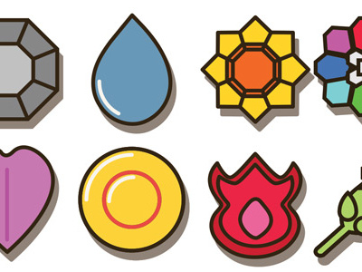 Mystery Project - Part 2 badges generation gym icons kanto one pokemon vector