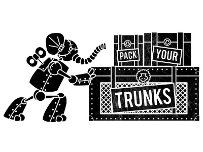 Pack Your Trunks - T-Shirt Design 1c design elephant gupta media illustration moving robot t shirt tee