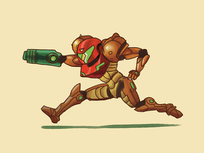 Samus Aran - Metroid blaster exo suit illustration metroid painting samus aran