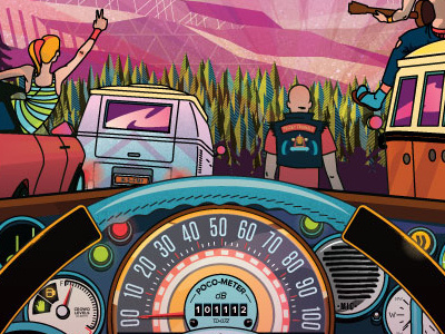Festival Poster Illustration dashboard cars whimsy admat illustration music festival