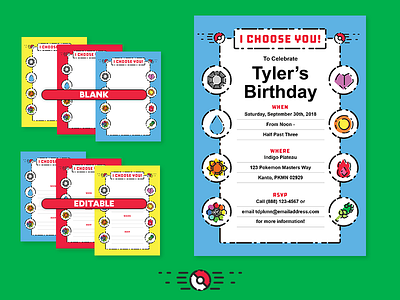 Pokemon Invite - Template badge birthday invite etsy illustration invitation pokemon template
