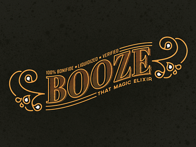 Booze - The Spirit Enhancer booze flourish gold illustration spirit type typography