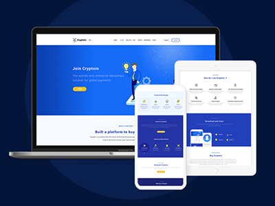 Cryptoin bitcoin cryptocurrency ico startup template themes ui kit