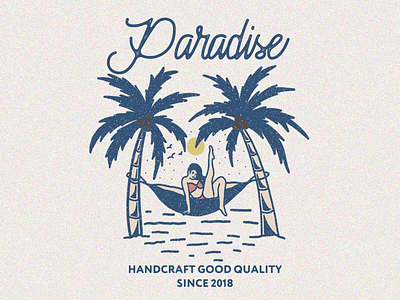 Paradise artwork beach design designgraphic girl illustration palm paradise vintage