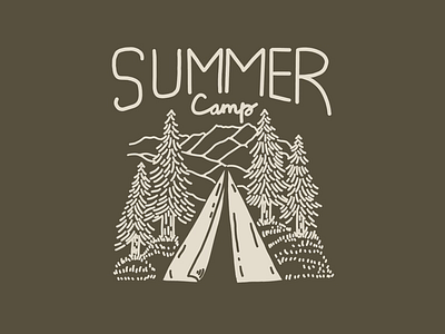 Summer Camp badgelogo camping handdrawn illustration logo shirtdesign vintagelogo