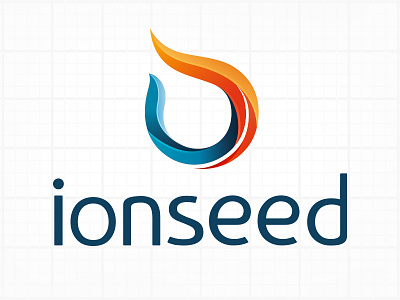 IONSEED - efficient energy dynamics branding color concept design energy fire ion logo seed technology warm
