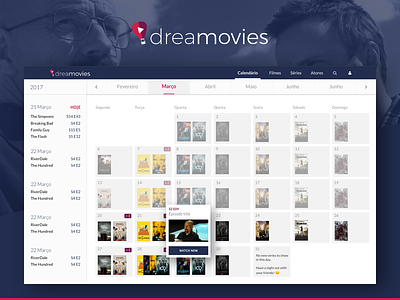 Dreamovies calendar calendar dreamovies films movies series tv user interface