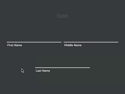 Isao (Text Form Experiment #3) animation createwithflow css flow javascript js microinteractions ui animation waapi web animations