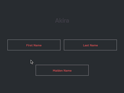 Akira (Text Form Experiment #7) animation createwithflow css flow javascript js microinteractions ui animation waapi web animations