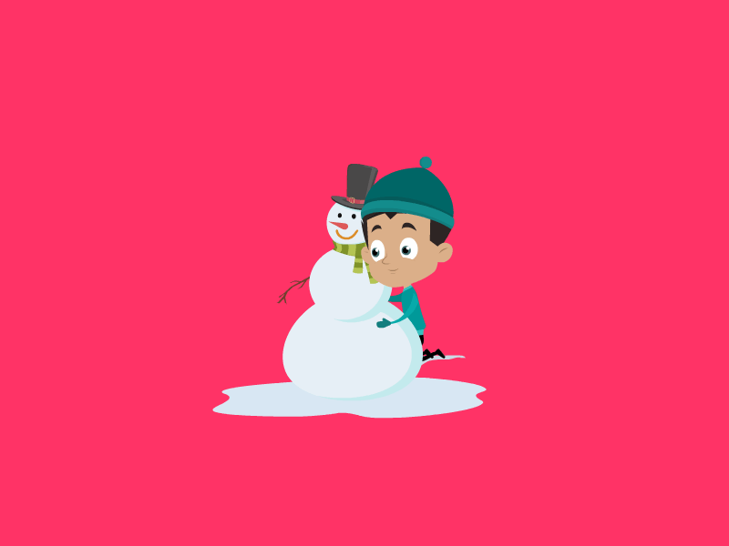 Do you Wanna Build a Snow Man? cute boy character animation flash animation ice hat illustration snow man