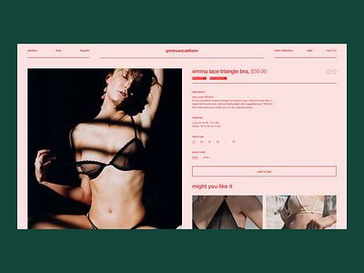 Provocation Lingerie | Product page after effects animation design interface ui ux web