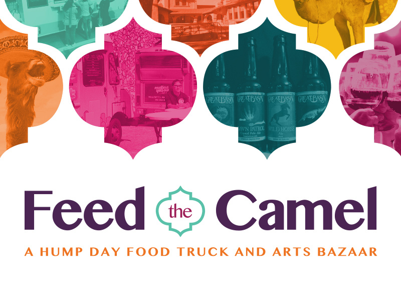 Feed the Camel Logo - Version Two camel food truck food truck event event logo logo bazaar jewel tones