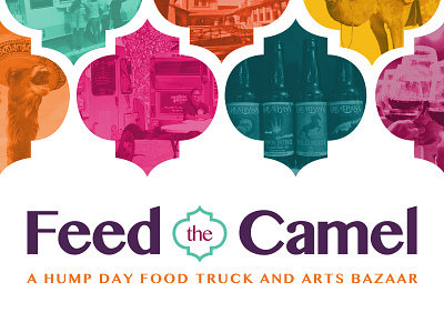 Feed the Camel Logo - Version Two bazaar camel event logo food truck food truck event jewel tones logo