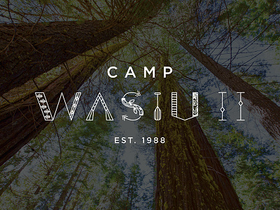 Camp Wasiu camp camp identity camp logo line art logo nature outdoor summer camp