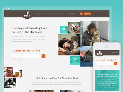 Pets Of The Homeless Homepage animals cats and dogs nonprofit nonprofit website pets pets of the homeless responsive website