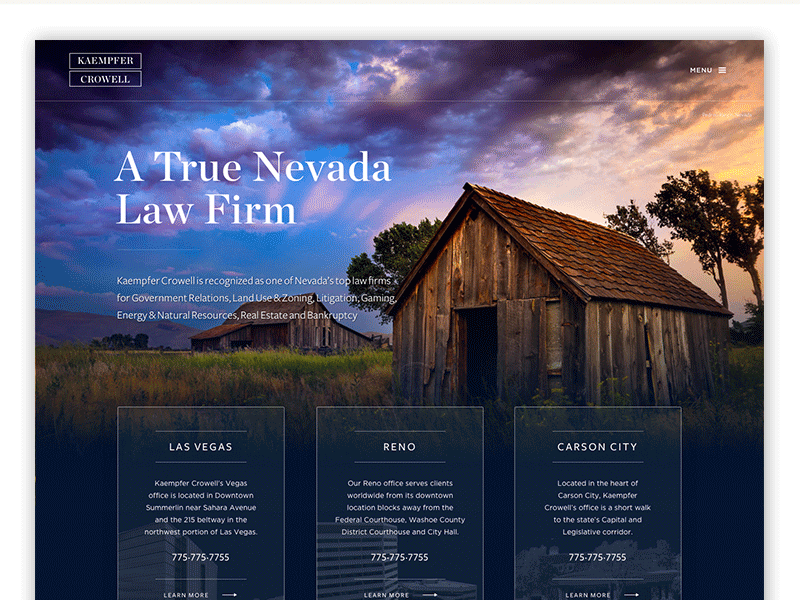 Law Website attorney homepage landscape law photography responsive website