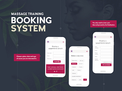 Booking system booking system course massage relax reservation system school spa training ui ux