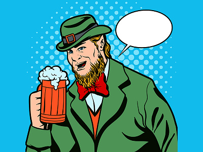 Leprechaun Drink Beer art beer celebrate cheers day green leprechaun patricks popart shamrock st vector