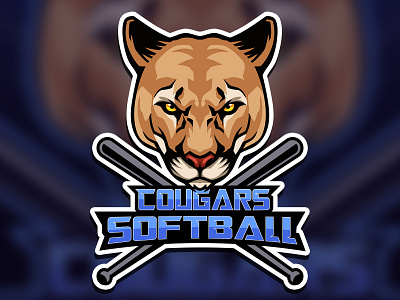 Cougars Softball Mascot Logo animal art baseball concept cougar design esports illustration logo mascot mascot logo popart retro team vector vintage