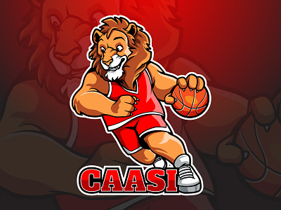 Lion Mascot Logo animal art basketball concept design esports illustration lion logo mascot mascot logo popart red retro sign sport symbol vector vintage wild