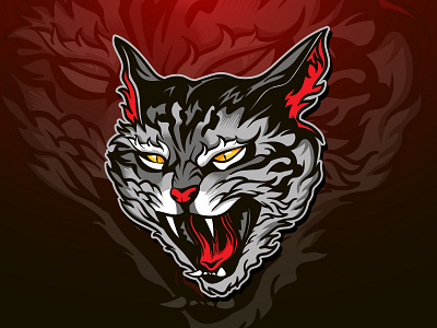 Wild Cat Mascot Logo animal art cat concept design esports illustration logo mascot mascot logo popart red retro sport vector vintage wild wild cat