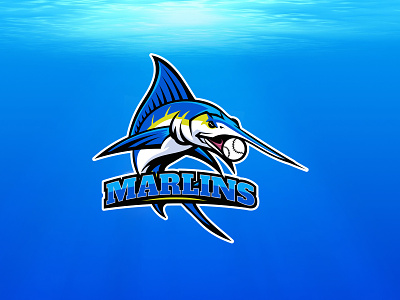 Marlin art baseball bluemarlin concept design fish logo marlin mascot mascot logo popart retro sea sport sports vector vintage