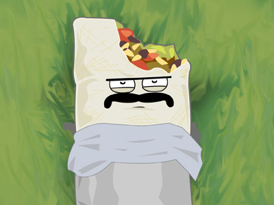 Burrito pondering in the park burrito illustration