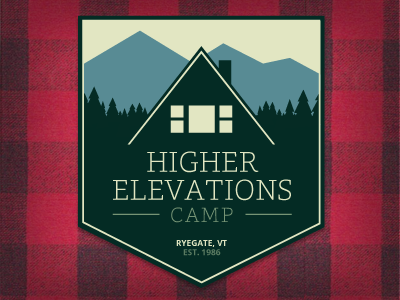 Higher Elevations Camp Badge badge cabin camp camping hunting mountains outdoors patch vermont woods