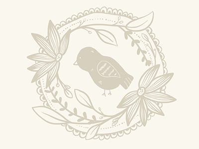 Wren's Nest bird branding design drawing floral illustration mandala